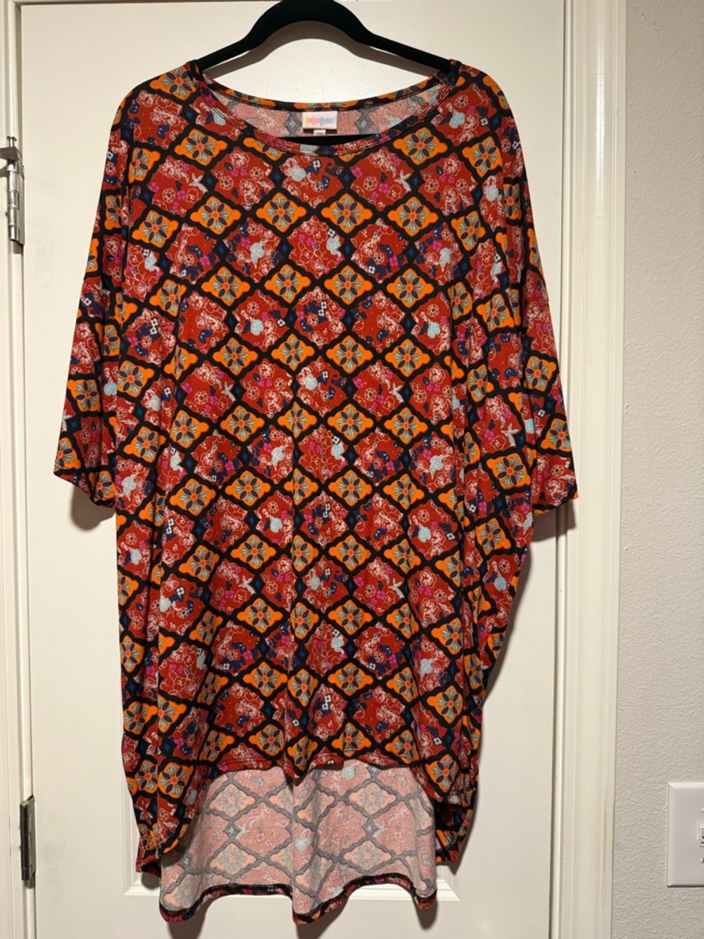 LuLaRoe Red Orange Geometric Floral Tunic